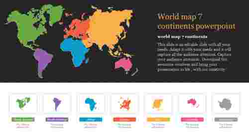 World map 7 continents powerpoint